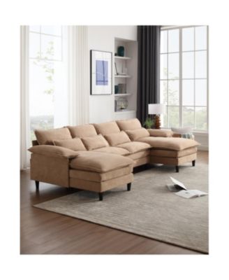 Streamdale U-Shaped Modular Sofa with Chaise Lounge, Brown