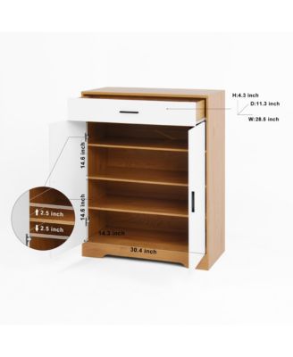 Streamdale Freestanding 4-Tier Shoe Cabinet with Drawer and Adjustable Shelves