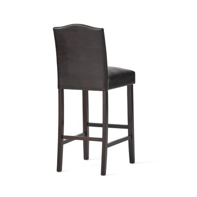 Streamdale Walnut Brown Reconstituted Bycast Leather Barstools with Rubberwood Legs (Set of 2)
