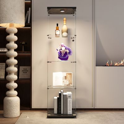 Streamdale LED Glass Display Cabinet, 4 Shelves with Door