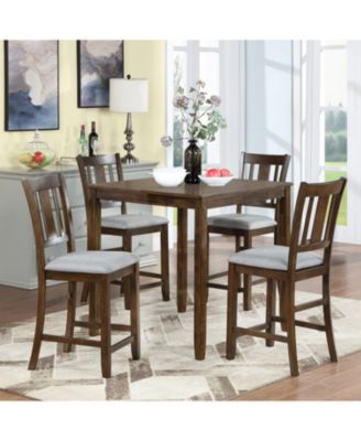 Counter Height Dining Chairs (4) with Walnut Padded Seat