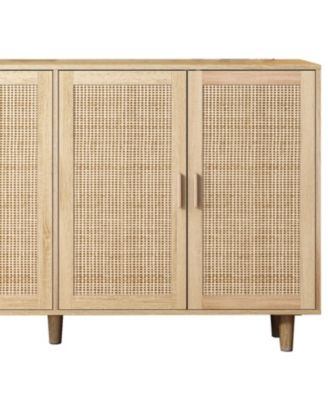 62.20" Elegant and Functional 4-Door Rattan Decorative Storage Cabinet, for Bedroom, Living Room, Office, Easy Assembly(Same SKU:W757133282)