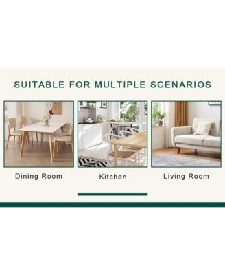 Streamdale Elegant White Marble Table (31.5") & 4 PU Chairs with Gold Accents