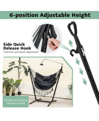 Height Adjustable Hammock Chair with Phone Holder and Side Pocket