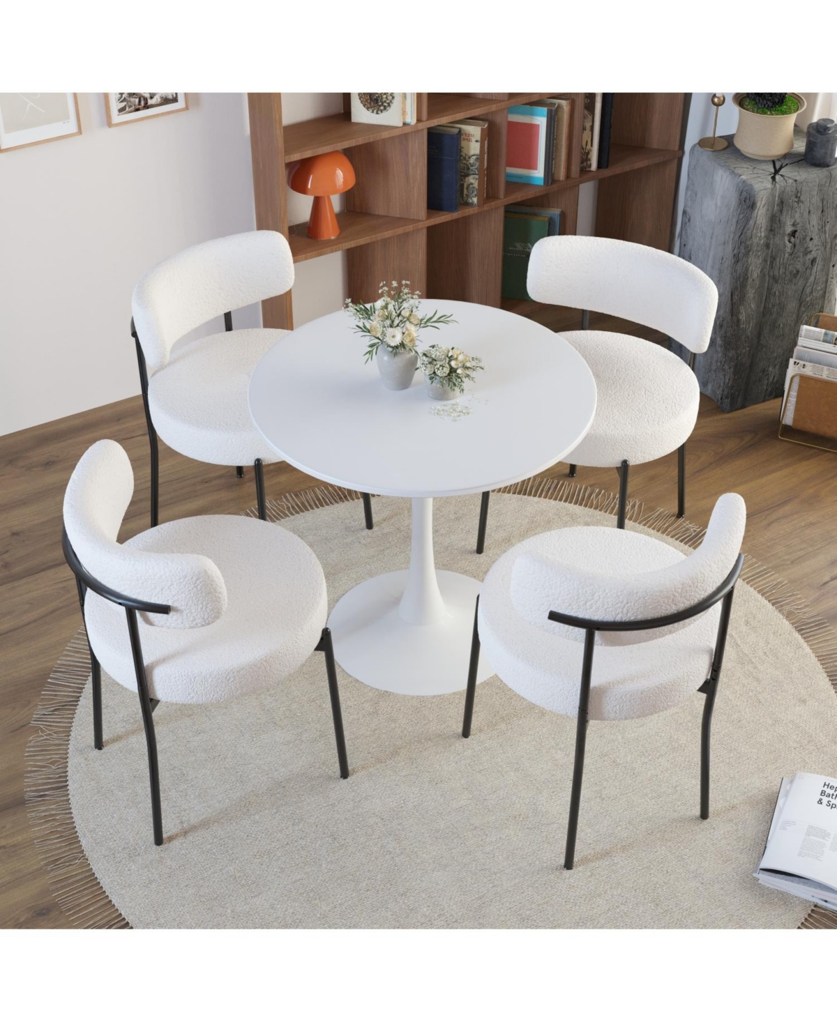 Streamdale White Mid-Century Dining Chairs (Set of 4)