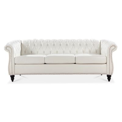 84.65" Rolled Arm Chesterfield 3 Seater Sofa