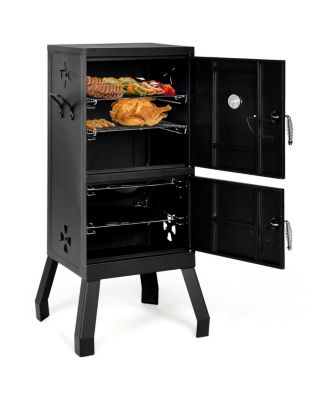 Vertical 2-tier Outdoor Barbeque Grill with Temperature Gauge