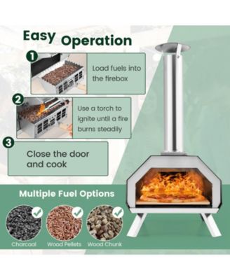 Outdoor Pizza Oven with Pizza Stone and Foldable Legs for Camping