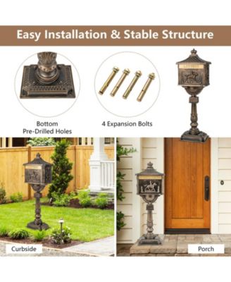 Retro Cast Aluminum Mailbox Security Postal Letter Box with Baffle Door