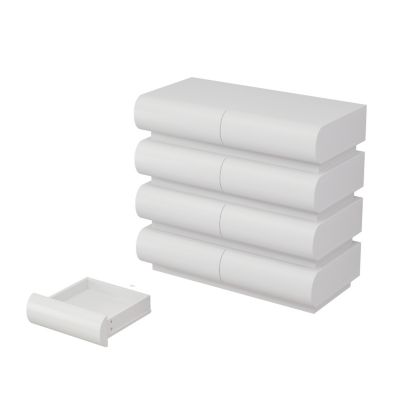 8 Drawer Dresser for Bedroom, White Dresser No Handle, Modern 8 Chest of Drawers with Wide Storage