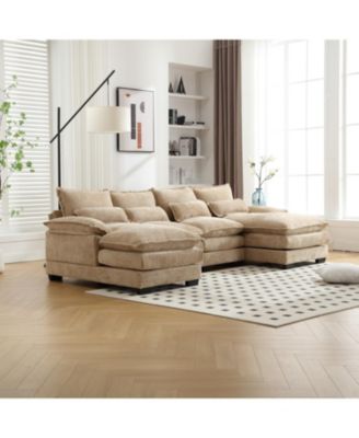 Streamdale Chenille, high quality sponge filling, solid wood frame, oversized four-seater, U-shaped combination sofa