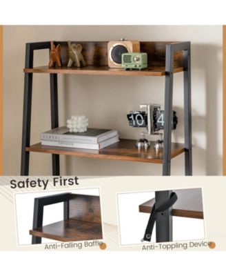 Ladder Vanity Desk Set with Flip Top Mirror and Cushioned Stool