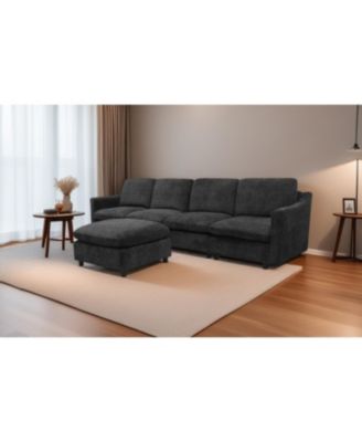 Streamdale 5-seat Convertible Black L-shaped Sectional Sofa with Reversible Chaise, Armless, Indoor