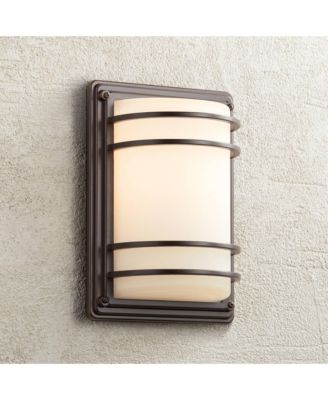 Habitat Modern Outdoor Wall Light Fixtures Set of 2 Rubbed Bronze 11" Opal Glass for Post Exterior Barn Deck House Porch Yard Patio
