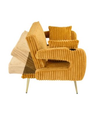 Streamdale White Corduroy Sofa with Pillows - Minimalist Living Room/Study