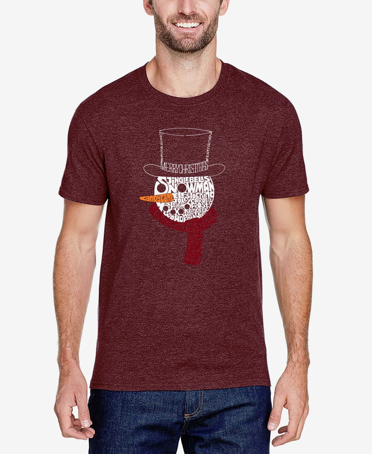 La Pop Art Men's Snowman Face Premium Blend Word Art T-shirt