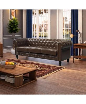3-Seat Modern Chesterfield Sofa with Button Tufting for Living Rooms