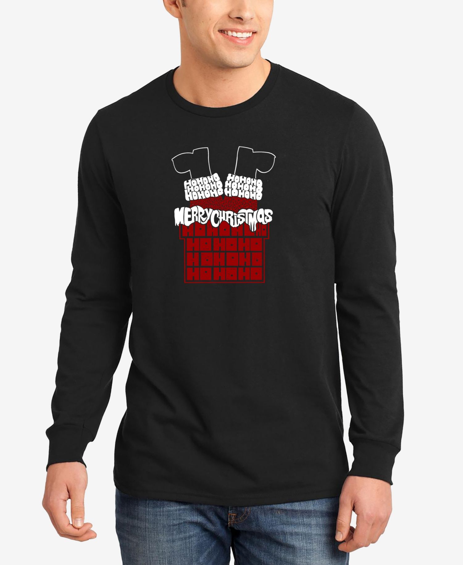 Men's Chimney Santa Word Art Long Sleeve T-Shirt