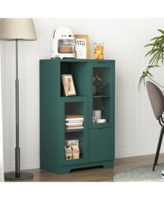 Glass Door Floor Cabinet 2 Shelves