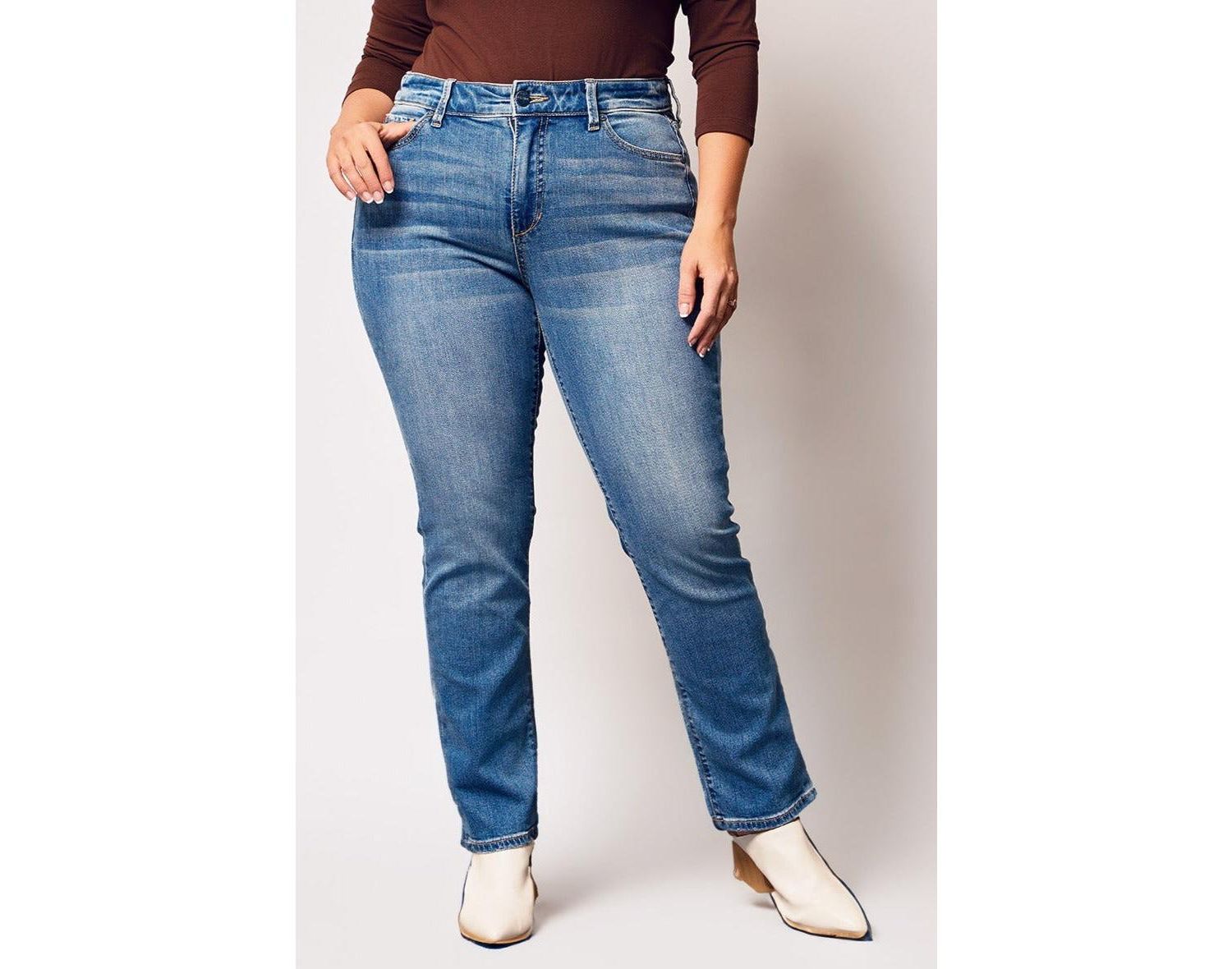 Plus Size Denim High Rise Straight Jeans