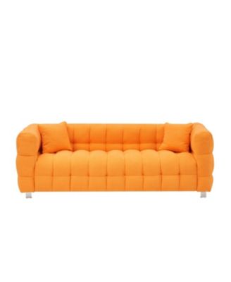Streamdale Cozy 80" Orange Teddy Fleece Sofa with Pillows & Support