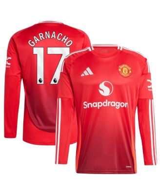 adidas - Men's Alejandro Garnacho Red Manchester United 2024/25 Home Long Sleeve Replica Player Jersey