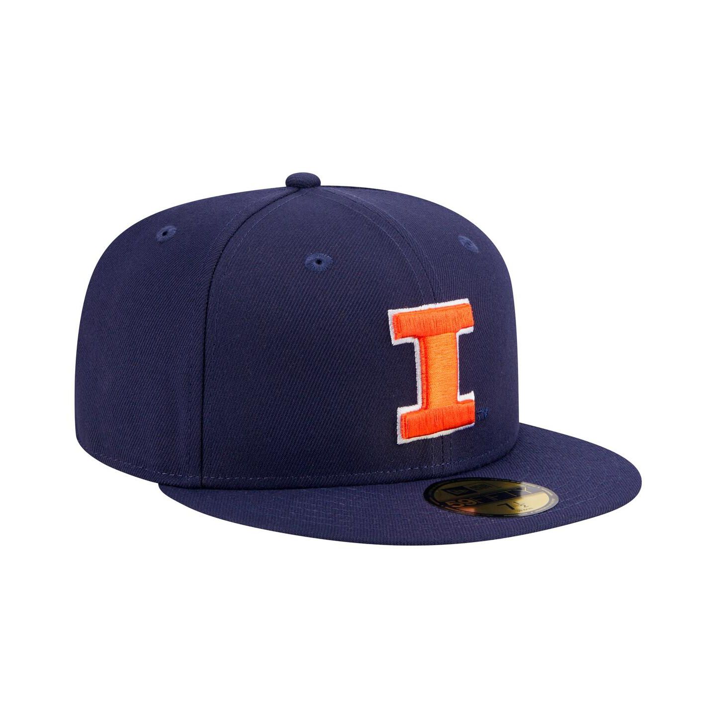 Мужская кепка New Era Navy Illinois Fighting Illini 59FIFTY Fitted Hat — фото 3