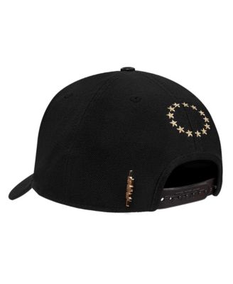 Men's Black Philadelphia 76ers Metallic Logo Pinch Front Adjustable Hat