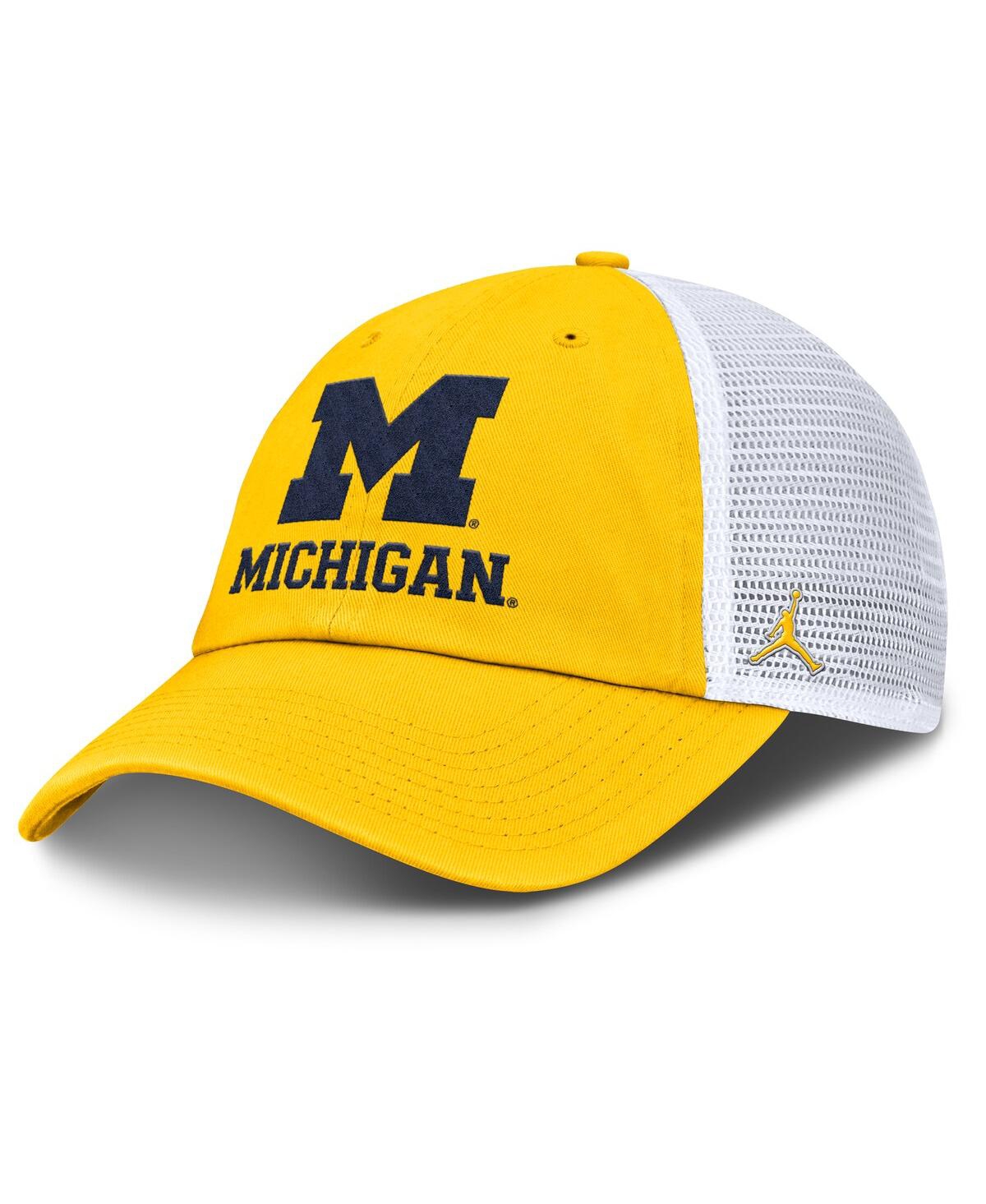 JORDAN MEN'S MAIZE/WHITE MICHIGAN WOLVERINES CLUB TRUCKER ADJUSTABLE HAT 