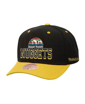 Mitchell & Ness - Men's Black/Gold Denver Nuggets Backside Script Two-Tone Pro Crown Adjustable Hat