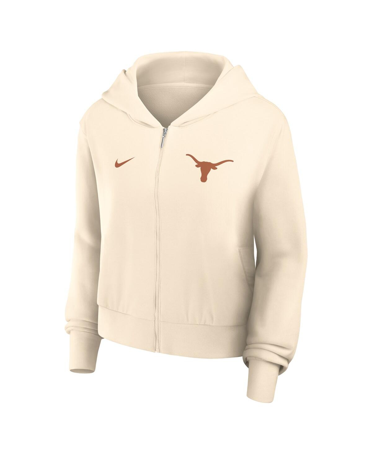 Nike Cream Texas Longhorns Cropped Chill Full-zip Hoodie In White
