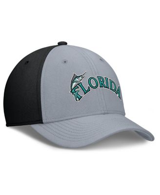 Men's Gray/Black Florida Marlins Rise Swoosh Performance Flex Hat