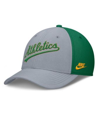 Nike - Men's Gray/Green Athletics Rise Swoosh Performance Flex Hat
