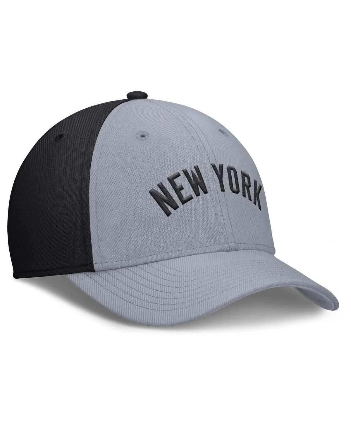 Nike Men's Gray/navy New York Yankees Rise Swoosh Performance Flex Hat