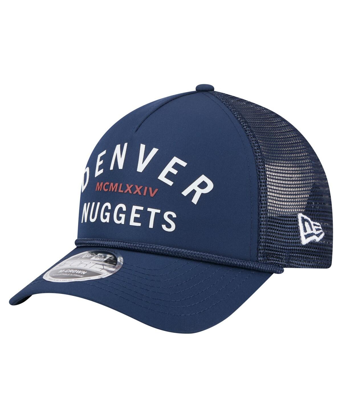 NEW ERA MEN'S NAVY DENVER NUGGETS MINIMALIST A-FRAME 9FORTY TRUCKER HAT 