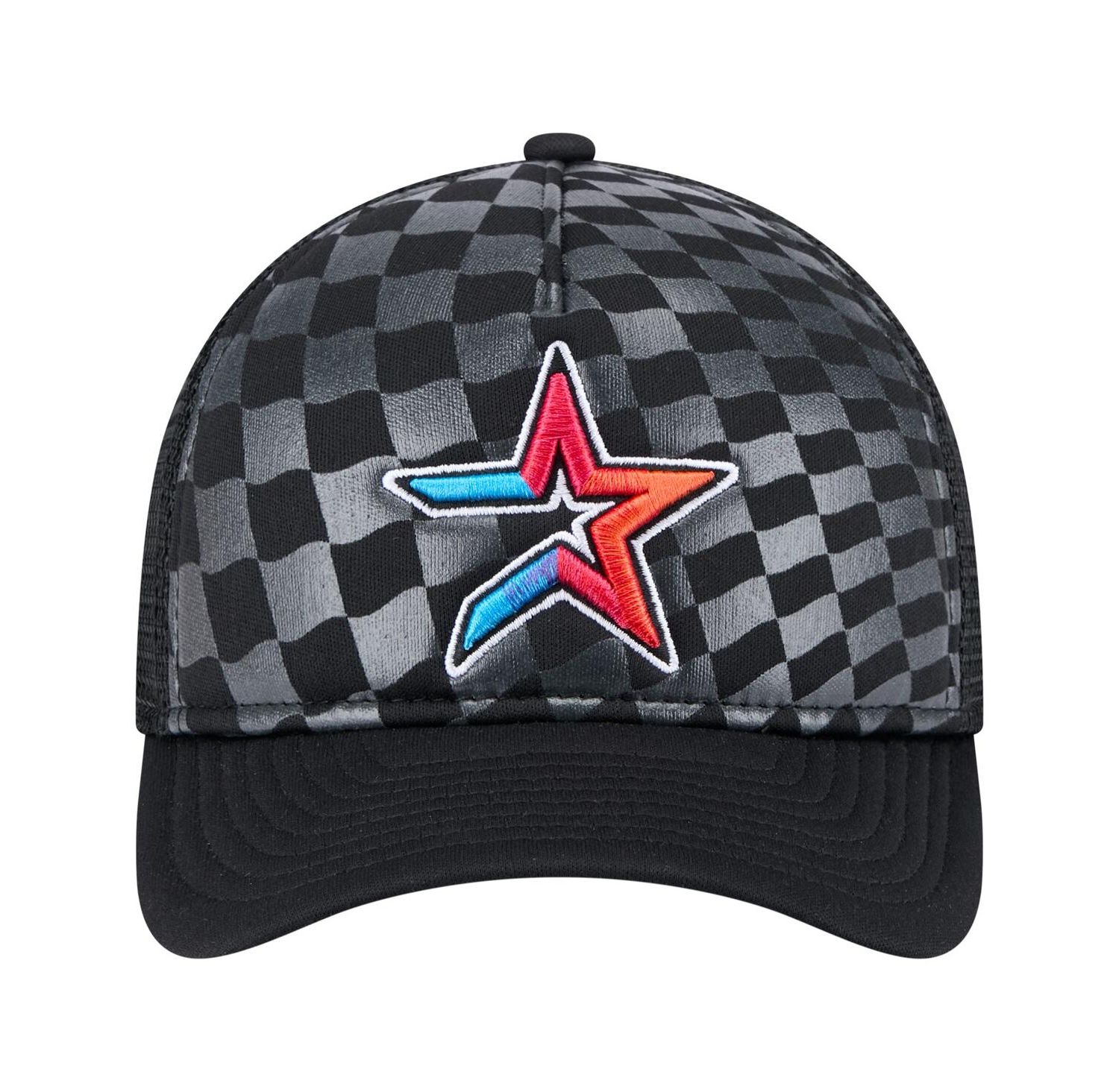 Men's Black Houston Astros Gradient 9FORTY A-Frame M-Crown Trucker Adjustable Hat