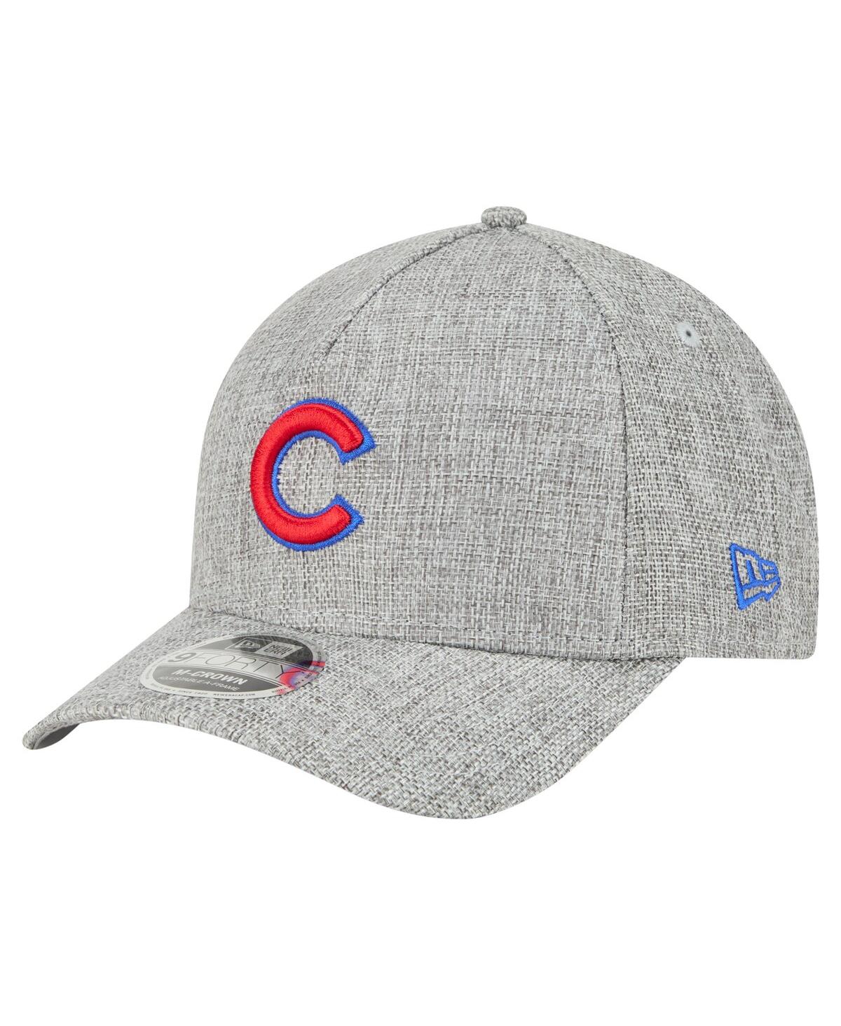 NEW ERA MEN'S GRAY CHICAGO CUBS COTTON WEAVE M-CROWN A-FRAME 9FORTY ADJUSTABLE HAT 