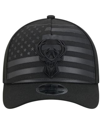 Men's Black Milwaukee Bucks Game Day Flag A-Frame 9FORTY Adjustable Hat