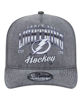 Men's Charcoal Tampa Bay Lightning Throwback Washed A-Frame Pre-Curved 9FIFTY Snapback Hat