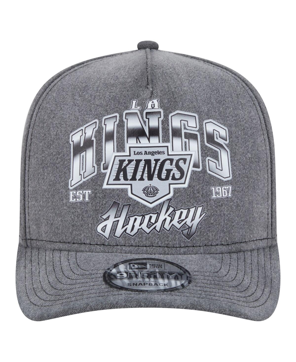 New Era Men's Charcoal Los Angeles Kings Throwback Washed A-frame Pre-curved 9fifty Snapback Hat