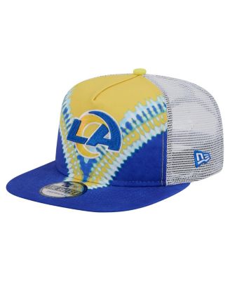 New Era - Men's Gold/Royal Los Angeles Rams Throwback Dye Golfer Snapback Hat