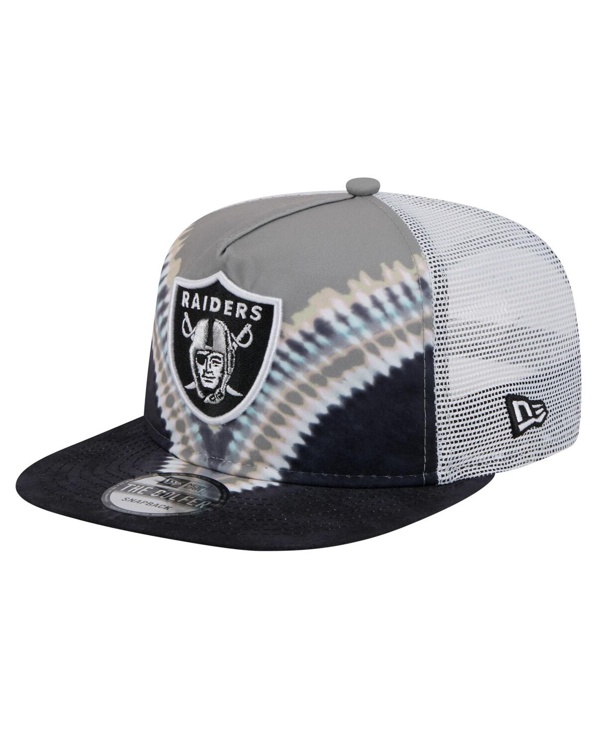 NEW ERA MEN'S GRAY/BLACK LAS VEGAS RAIDERS THROWBACK DYE GOLFER SNAPBACK HAT 