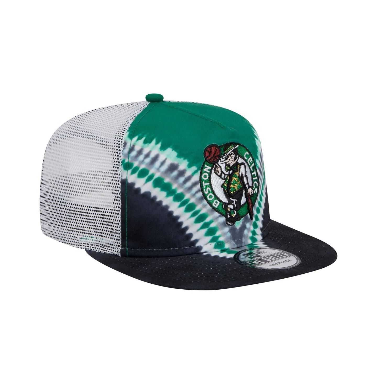 Мужская кепка New Era Black/Kelly Green Boston Celtics Throwback Dye Golfer Snapback Hat — фото 3