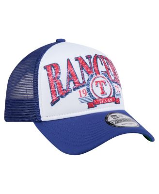 Men's White/Royal Texas Rangers Trucker A-Frame 9FORTY Adjustable Hat