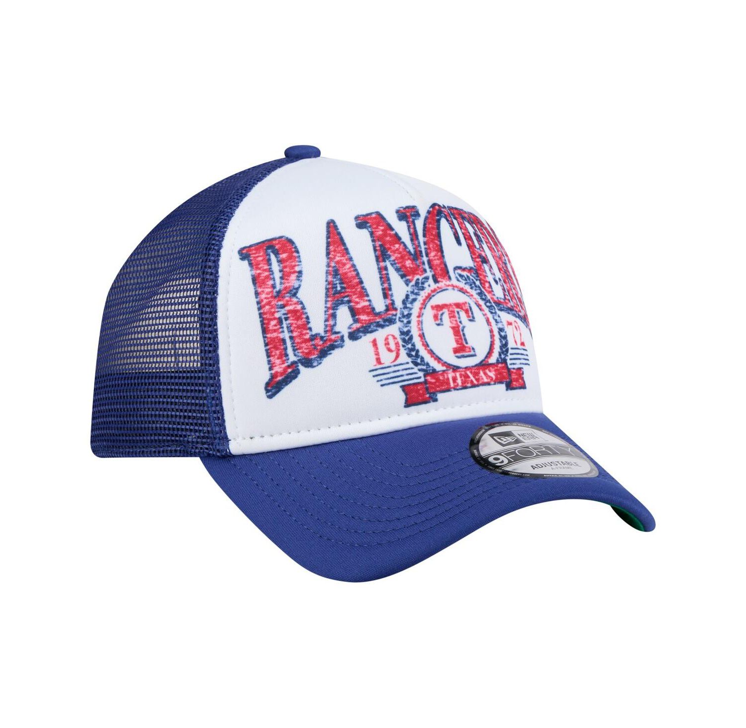 Men's White/Royal Texas Rangers Trucker A-Frame 9FORTY Adjustable Hat