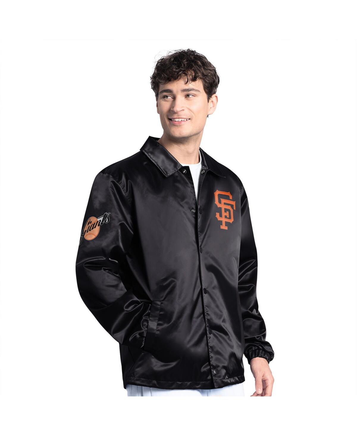 Men's Black San Francisco Giants Cooperstown Collection Point Man Full-Snap Coaches Jacket - Black