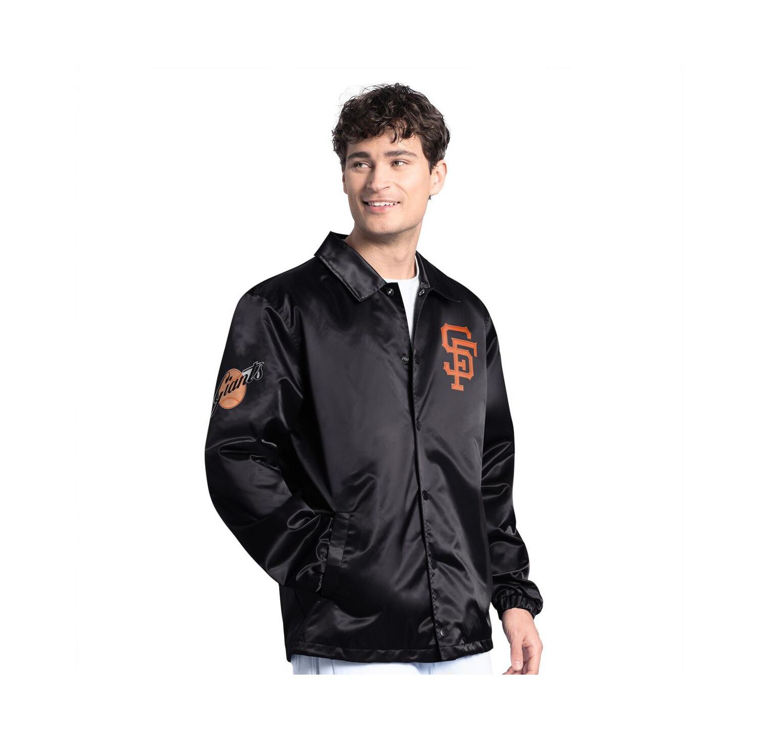 Men's Black San Francisco Giants Cooperstown Collection Point Man Full-Snap Coaches Jacket