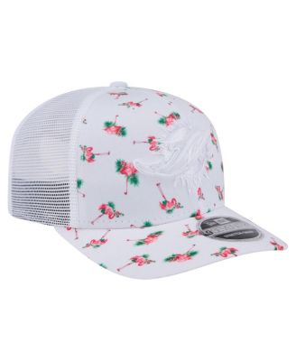 Men's White Miami Dolphins Adventure Flamingo Pattern 9SEVENTY Stretch Snap Hat