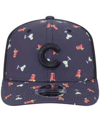 Men's Black Chicago Cubs Adventure Drinks Pattern 9SEVENTY Stretch-Snap Hat