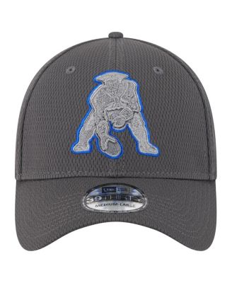 Men's Graphite New England Patriots Throwback Logo Main 39THIRTY Flex Hat